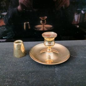 Pre-owned 4 Inch Diameter Solid Brass Candleholder