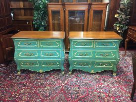 Jade French Style Commodes, Provincial Style Partial Gilt