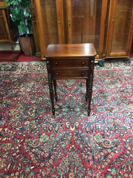 Vintage End Table, Two Drawer Table, Mahogany End Table