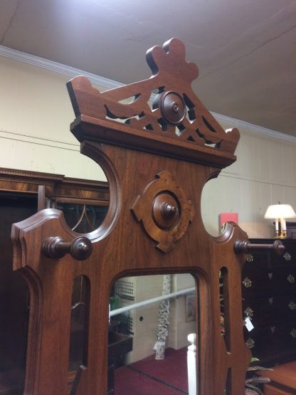 Antique Hall Tree, Victorian Eastlake Antique Pier Hall Mirror - Image 12
