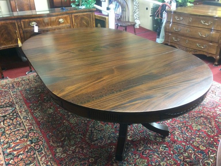 Antique Mahogany Dining Table, Pedestal Table, Round Table with Leaves - Image 11