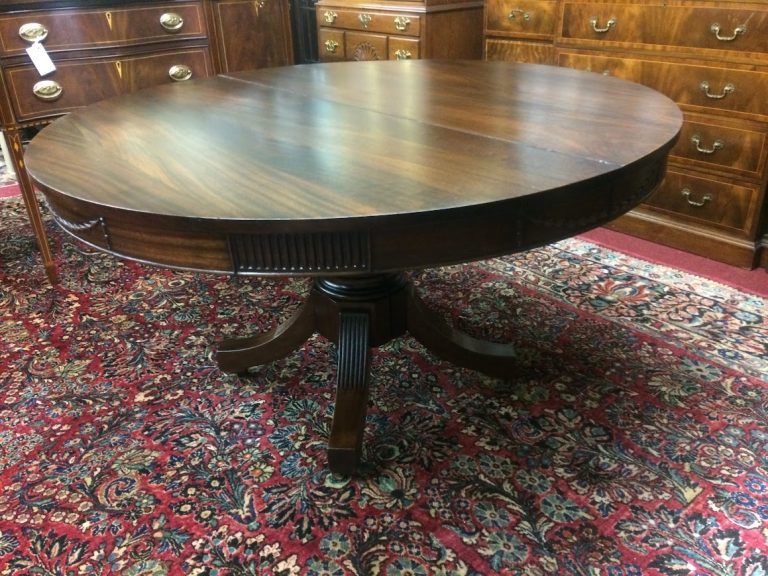 Antique Mahogany Dining Table, Pedestal Table, Round Table with Leaves - Image 5