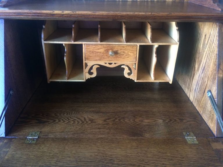 Antique Oak Secretary Desk, Victorian Desk, French Style Secretary Desk - Image 3