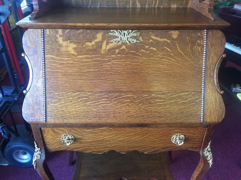 Antique Oak Secretary Desk, Victorian Desk, French Style Secretary Desk - Image 8