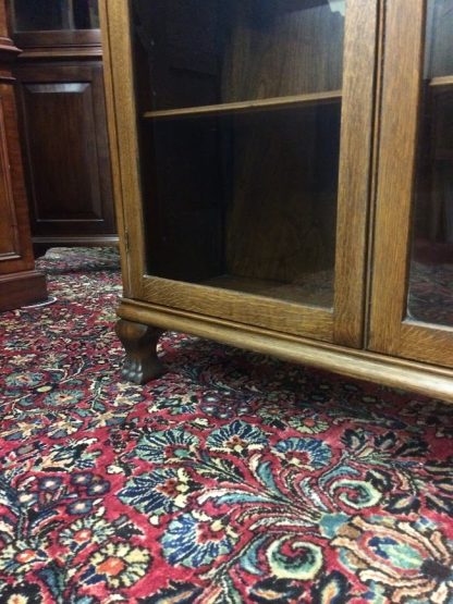 Antique Bookcase, Oak Bookcase, Bookshelf with Glass Doors