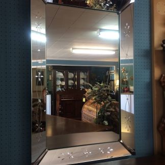 Vintage Art Deco Mirror, Etched Mirror, Venetian Mirror