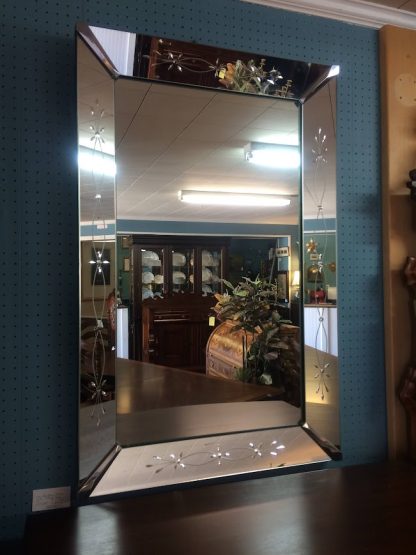 Vintage Art Deco Mirror, Etched Mirror, Venetian Mirror