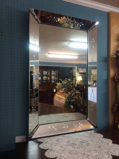 Vintage Art Deco Mirror, Etched Mirror, Venetian Mirror - Image 4