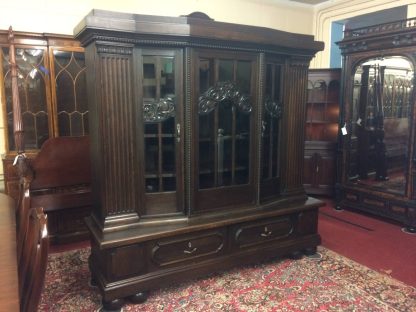 Monumental Antique Bookcase, Oak Bookcase Cabinet, Large Bookcase