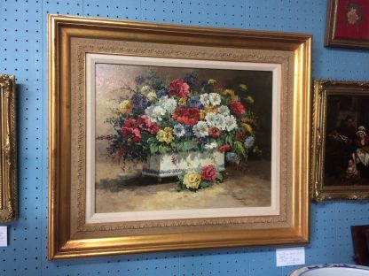 Vintage Painting, Framed Floral Painting, Signed Spring Floral Painting - Image 2