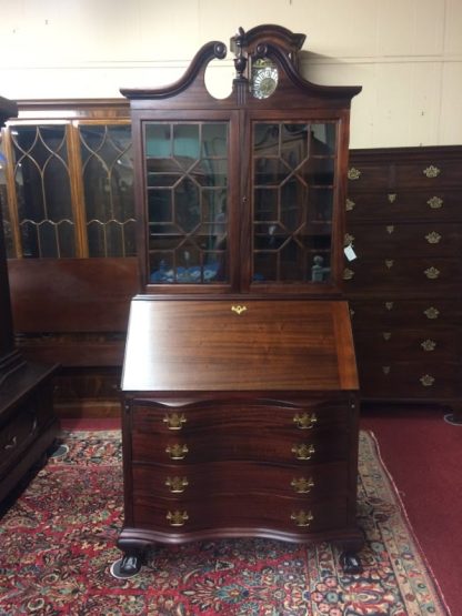 Vintage Mahogany Secretary Desk, Governor Winthrop Desk, Two Piece Secretary Desk