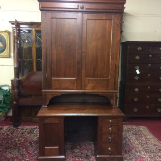 Antique Bankers Desk, Victorian Secretary Desk, Large Secretary Desk with Storage