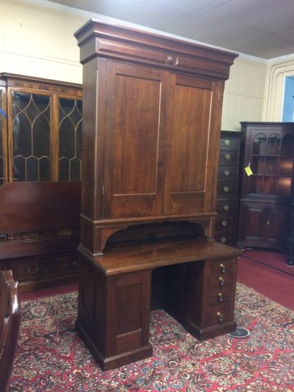 Antique Bankers Desk, Victorian Secretary Desk, Large Secretary Desk with Storage