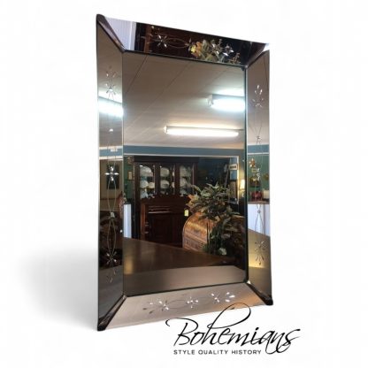 Vintage Art Deco Mirror, Etched Mirror, Venetian Mirror