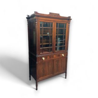 Antique Empire Hutch Cabinet, Federal Revival Cabinet, Mahogany China Cabinet, Two Piece China Cabinet