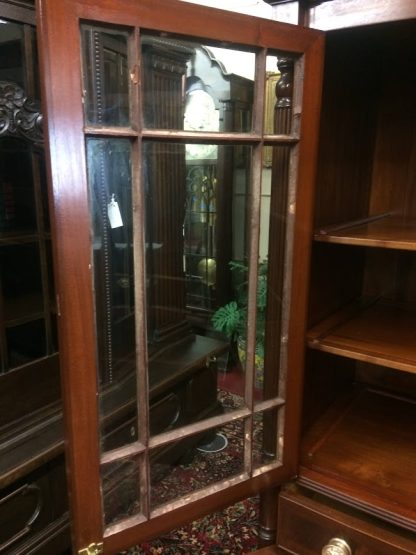 Antique Empire Hutch Cabinet, Federal Revival Cabinet, Mahogany China Cabinet, Two Piece China Cabinet - Image 4