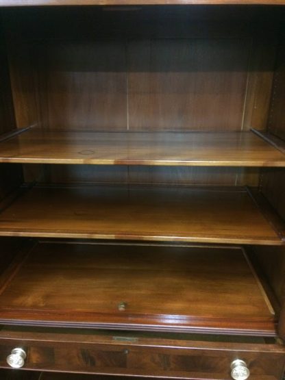 Antique Empire Hutch Cabinet, Federal Revival Cabinet, Mahogany China Cabinet, Two Piece China Cabinet - Image 9