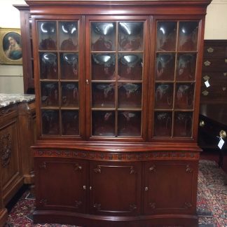 Antique Mahogany China Cabinet, Bubble Glass China Cabinet, Federal Revival China Cabinet