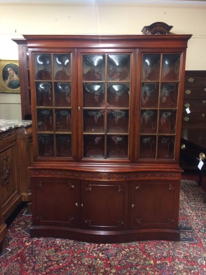 Antique Mahogany China Cabinet, Bubble Glass China Cabinet, Federal Revival China Cabinet