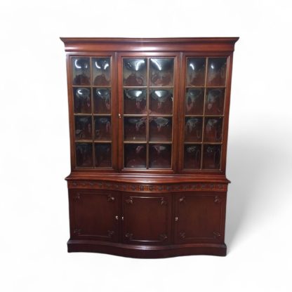 Antique Mahogany China Cabinet, Bubble Glass China Cabinet, Federal Revival China Cabinet