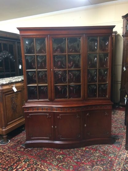 Antique Mahogany China Cabinet, Bubble Glass China Cabinet, Federal Revival China Cabinet - Image 2