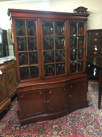 Antique Mahogany China Cabinet, Bubble Glass China Cabinet, Federal Revival China Cabinet - Image 9