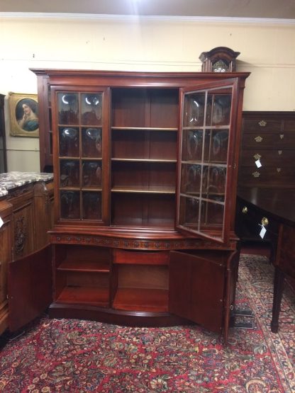 Antique Mahogany China Cabinet, Bubble Glass China Cabinet, Federal Revival China Cabinet - Image 8