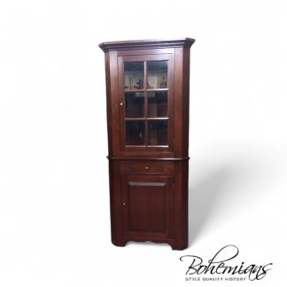Vintage Corner Cabinet, Narrow Corner Cabinet attributed to Tom Seely Furniture, Two Piece Corner Cabinet