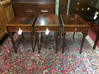 Vintage Federal End Tables, Mahogany End Tables, Inlaid Federal Accent Tables, Hekman Furniture