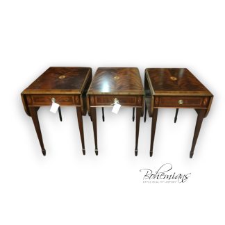 Vintage Federal End Tables, Mahogany End Tables, Inlaid Federal Accent Tables, Hekman Furniture