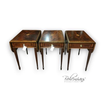 Vintage Federal End Tables, Mahogany End Tables, Inlaid Federal Accent Tables, Hekman Furniture