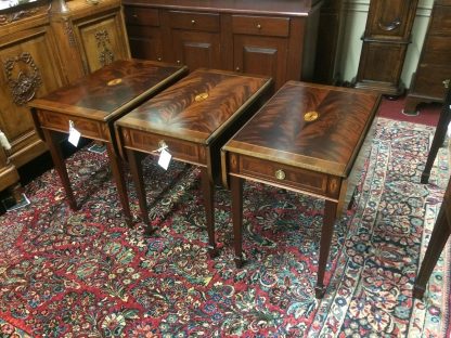 Vintage Federal End Tables, Mahogany End Tables, Inlaid Federal Accent Tables, Hekman Furniture - Image 2