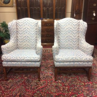 Vintage Kittinger Wing Chairs, Vintage Wing Back Chairs, Inlaid Accent Chairs