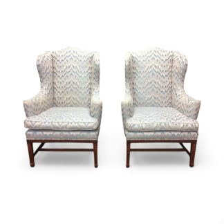 Vintage Kittinger Wing Chairs, Vintage Wing Back Chairs, Inlaid Accent Chairs