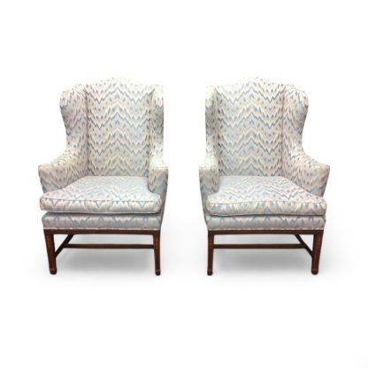 Vintage Kittinger Wing Chairs, Vintage Wing Back Chairs, Inlaid Accent Chairs