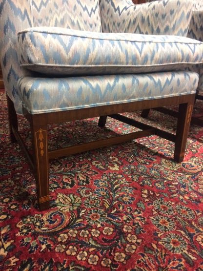 Vintage Kittinger Wing Chairs, Vintage Wing Back Chairs, Inlaid Accent Chairs - Image 10