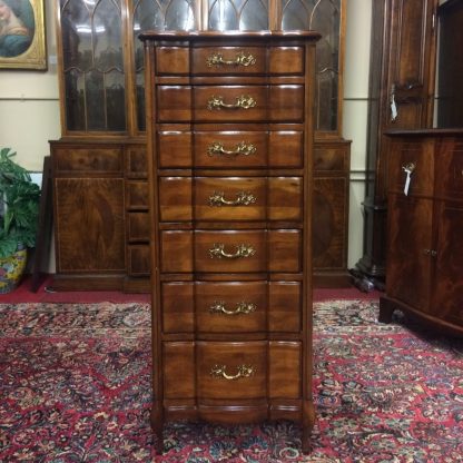 Vintage Lingerie Chest, Cherry Narrow Chest of Drawers, French Provincial Furniture