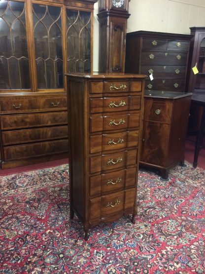Vintage Lingerie Chest, Cherry Narrow Chest of Drawers, French Provincial Furniture