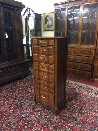 Vintage Lingerie Chest, Cherry Narrow Chest of Drawers, French Provincial Furniture