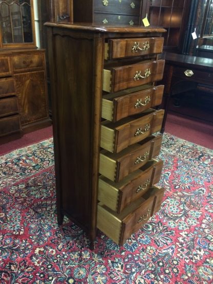 Vintage Lingerie Chest, Cherry Narrow Chest of Drawers, French Provincial Furniture - Image 10
