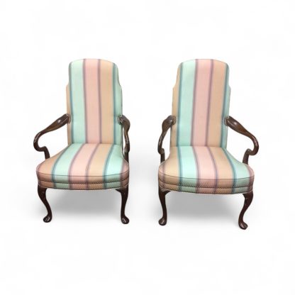 Vintage Lolling Chairs, Accent Chairs, Striped Arm Chairs, Gooseneck Arm Chairs