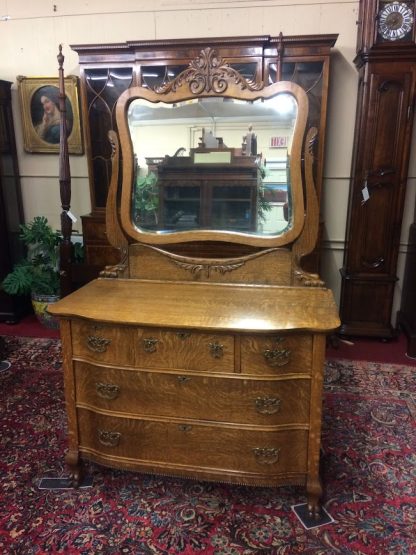 Antique Oak Dresser, Late 1800s Oak Dresser, Antique Dresser with Mirror - Image 9