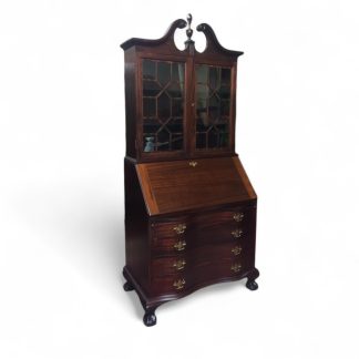 Vintage Mahogany Secretary Desk, Governor Winthrop Desk, Two Piece Secretary Desk