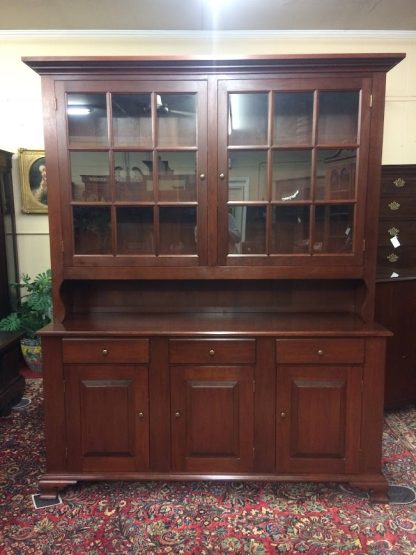 Vintage Hutch Cabinet, Cherry China Hutch, Two Piece Hutch Cabinet, Tom Seely Cherry Hutch
