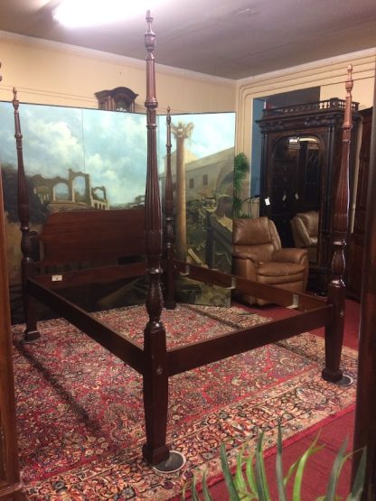 Vintage Poster Bed, Carved Four Poster Bed, Queen Sized Poster Bed, Craftique Furniture - Image 4