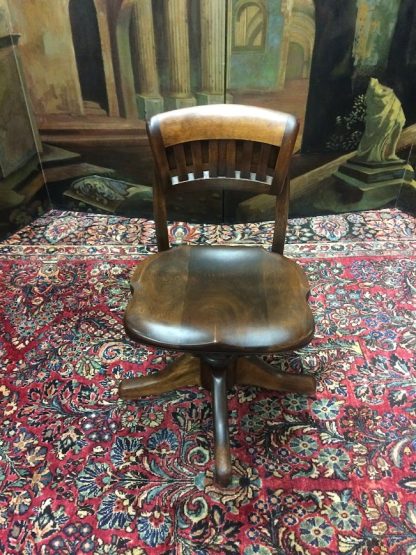 Antique Office Chair, Birch Rolling Chair, Antique Desk Chair - Image 2