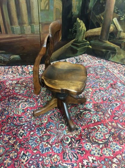 Antique Office Chair, Birch Rolling Chair, Antique Desk Chair - Image 3