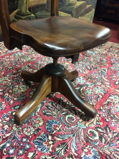 Antique Office Chair, Birch Rolling Chair, Antique Desk Chair - Image 6