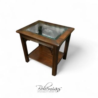 Vintage End Table, Glass Top End Table, Lane Furniture End Table