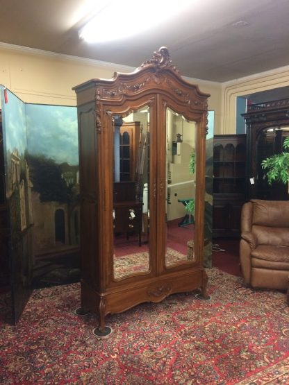 Antique French Wardrobe, Armoire with Mirrors, Two Door Armoire Antique - Image 3